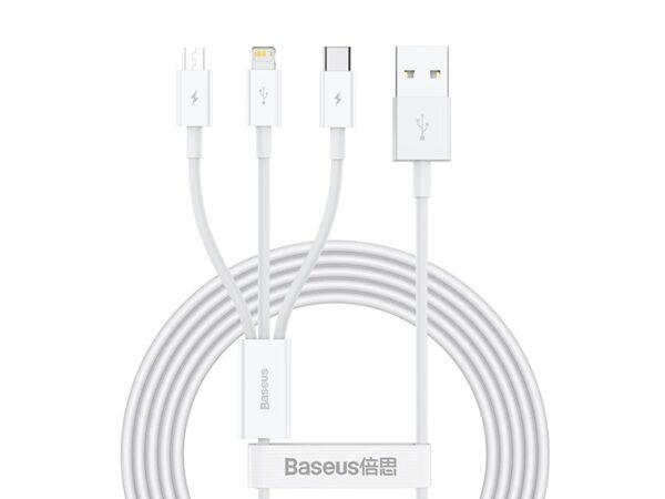 کابل سه سر بیسوس Baseus Superior Fast Charging USB to M+L+C CAMLTYS-02 توان 3.5 آمپر طول 1.5 متر